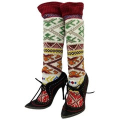 F/W 2005 Vintage Alexander McQueen Knitted Boots 39.5 NWT