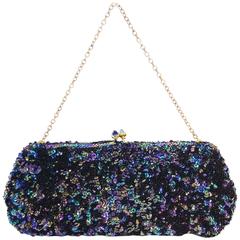 Vintage Josef of Hollywood Peacock Iridescent Sequin Clutch, 1940s