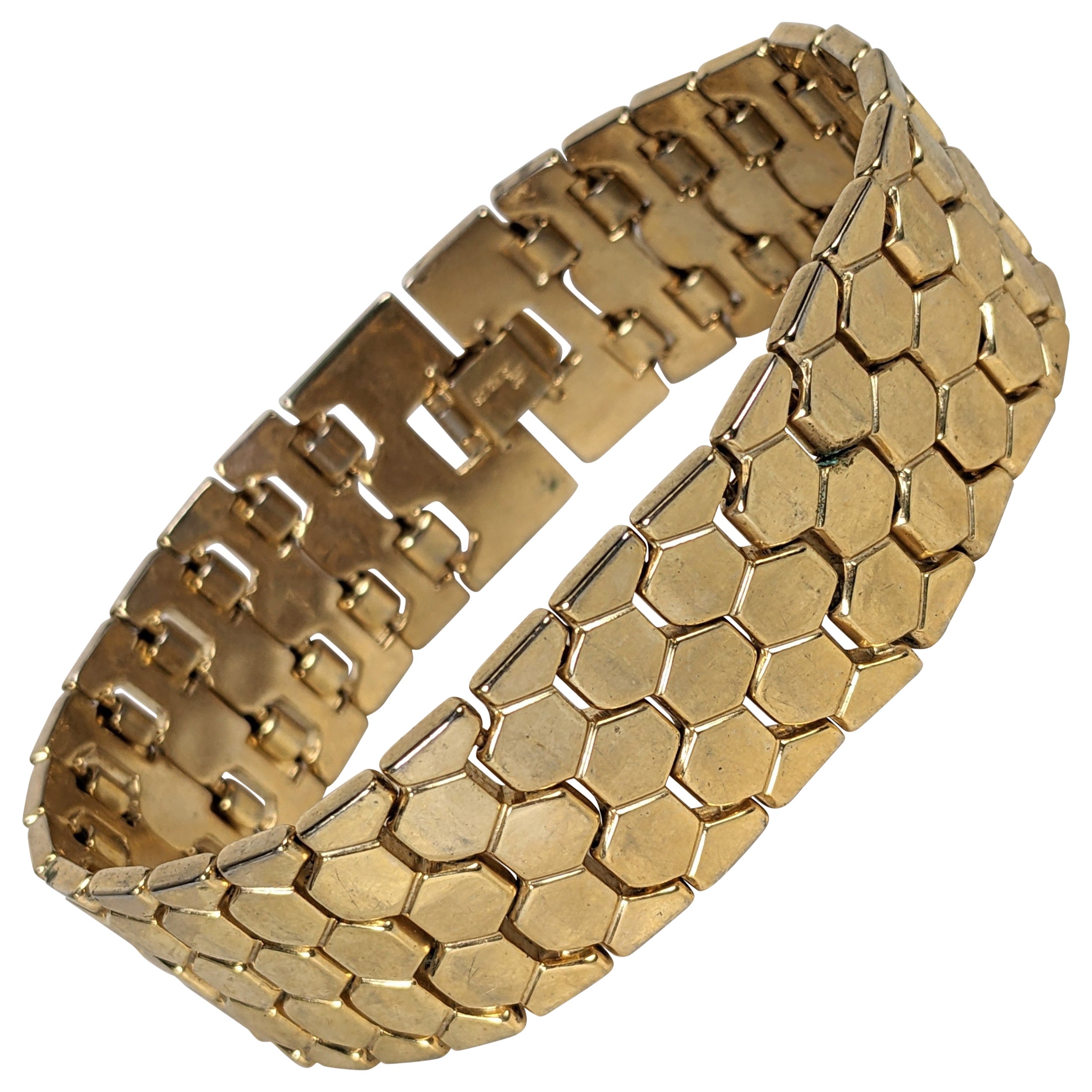 Trifari Honeycomb Link Retro Bracelet en vente