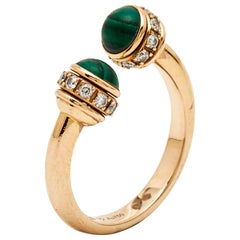 Piaget Possession Malachite Diamonds 18k Rose Gold Ring Size 48