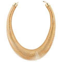 VERSACE c.1980's Ugo Correani Large Gold Coil Spring Statement Necklace 5