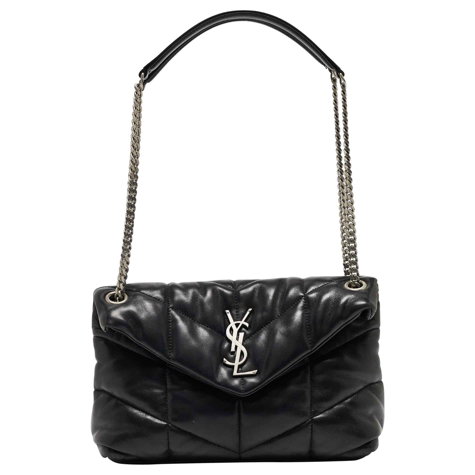 Saint Laurent Black Quilted Leather Small Loulou Puffer Shoulder Bag