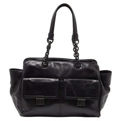 Used Bottega Veneta Black Leather Front Pocket Satchel