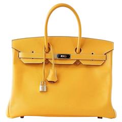 HERMES BIRKIN 35 Bag Jaune Candy Limited Edition Epsom Permabrass 9