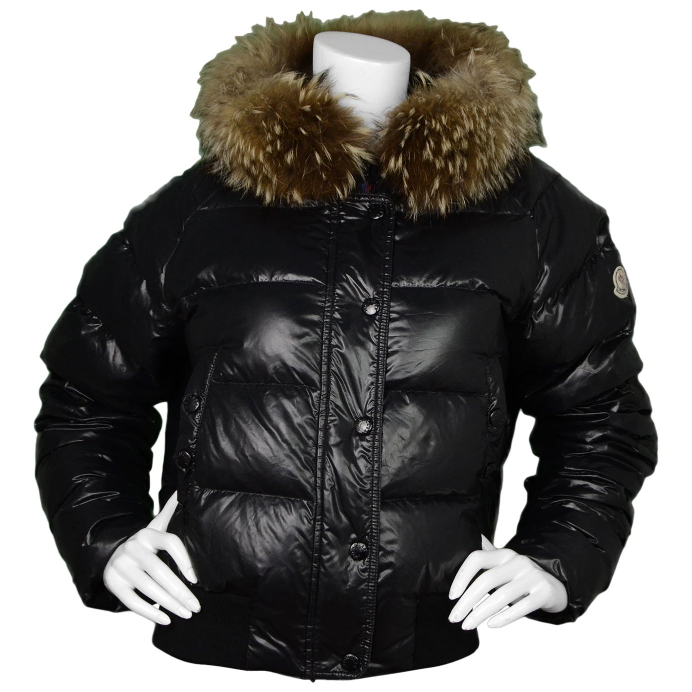 Moncler Black Down Puffer Jacket w/ Raccoon Fur Hood Sz 5 For Sale at  1stDibs | moncler raccoon fur jacket, moncler puffer jacket with fur hood