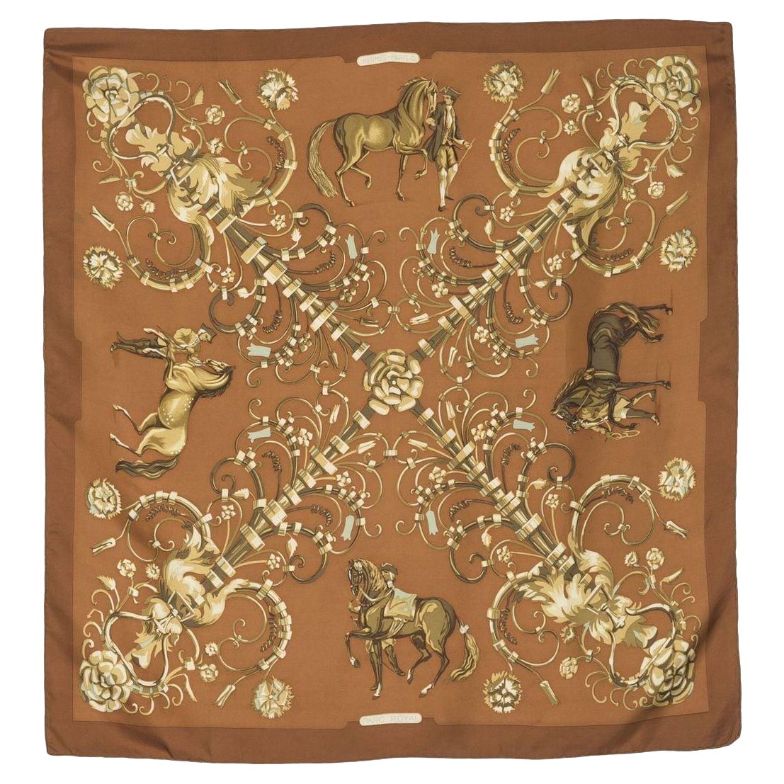 Hermes Parc Royal by Marie Francoise Heron Silk Scarf For Sale