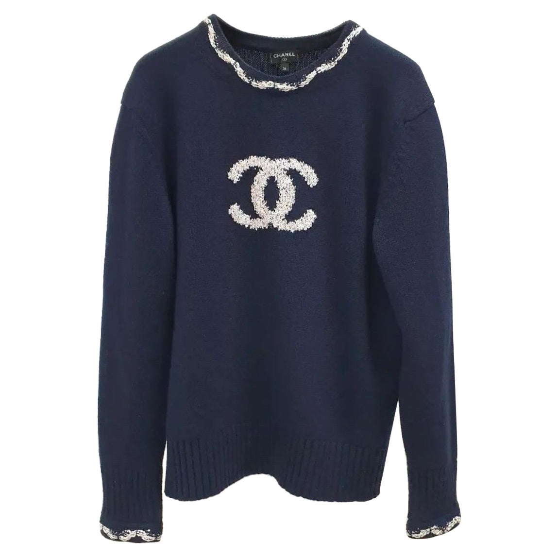  Chanel 2021 CC Logo Cashmere Sweater For Sale