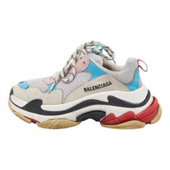 Used Balenciaga Multicolor Nubuck and Mesh Triple S Sneakers Size 38