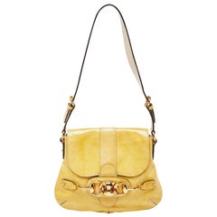 Gucci Yellow Patent Leather Wave Flap Bag