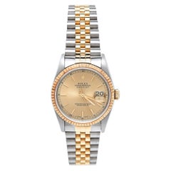 Rolex Champagne 18k Yellow Gold Stainless Steel Datejust Men's Wristwatch 36 mm