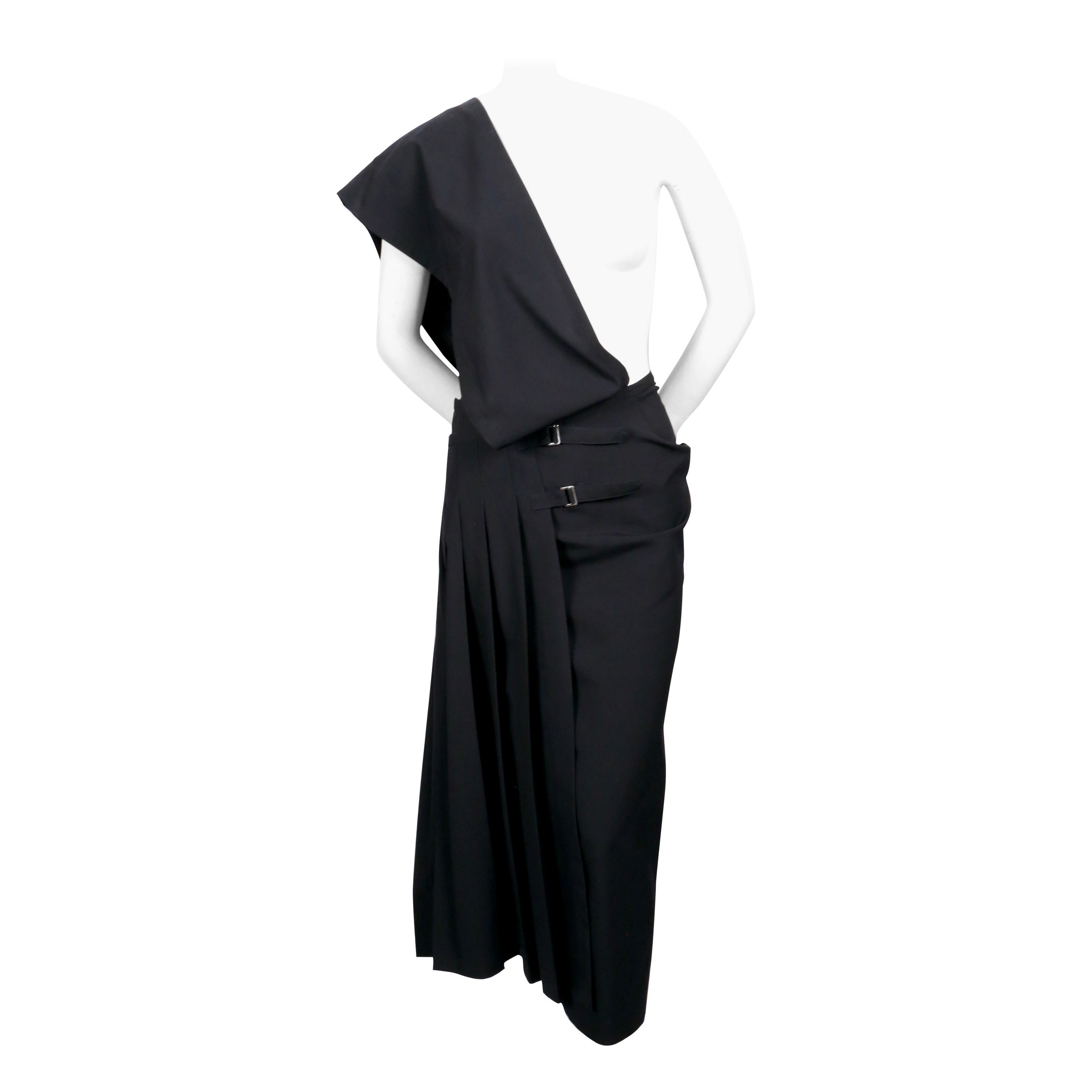 1989 COMME DES GARCONS black asymmetrical one shoulder wrap dress For Sale