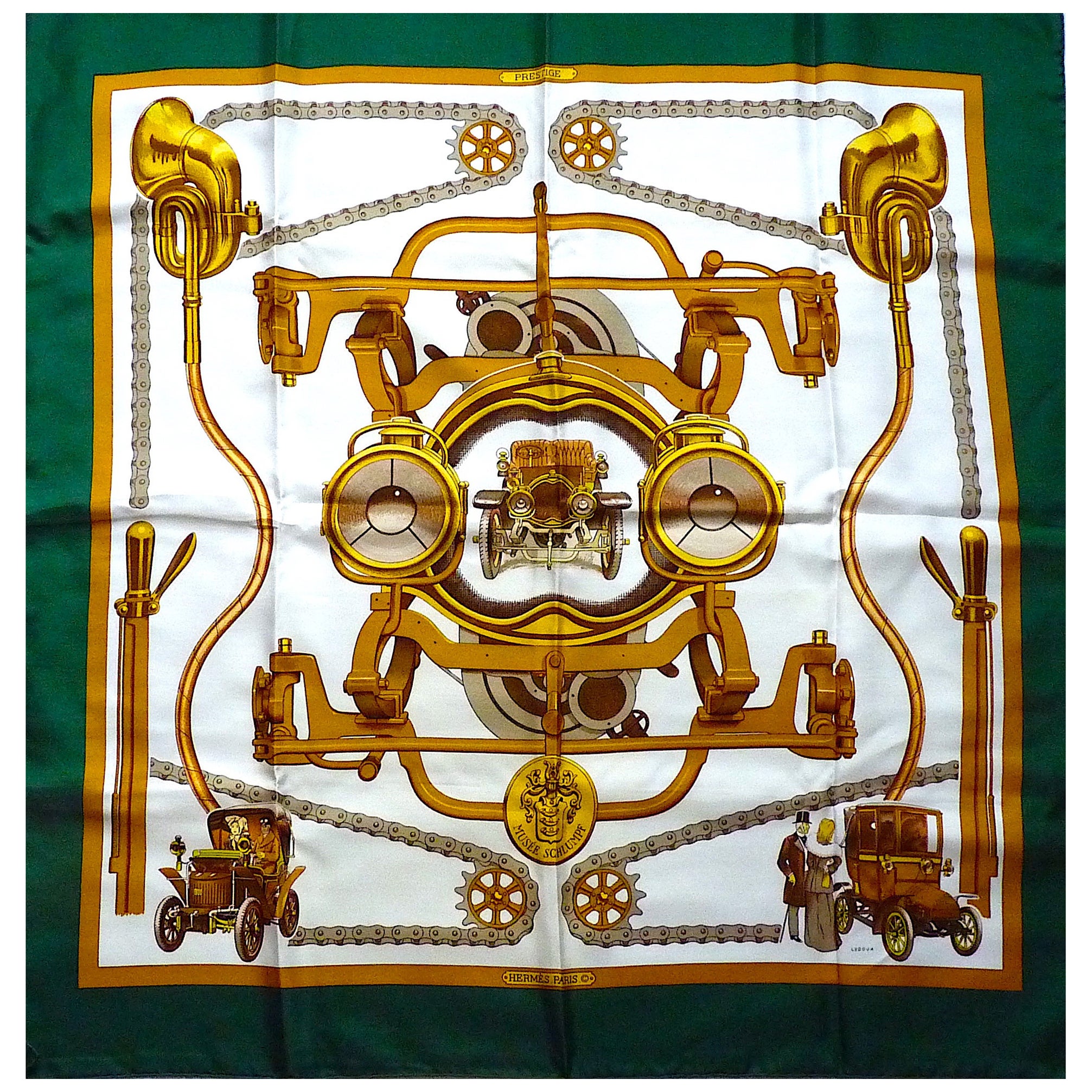 Hermes Scarf Special Edition for Musée Schlumpf in 1971 by Ledoux, New in Box For Sale