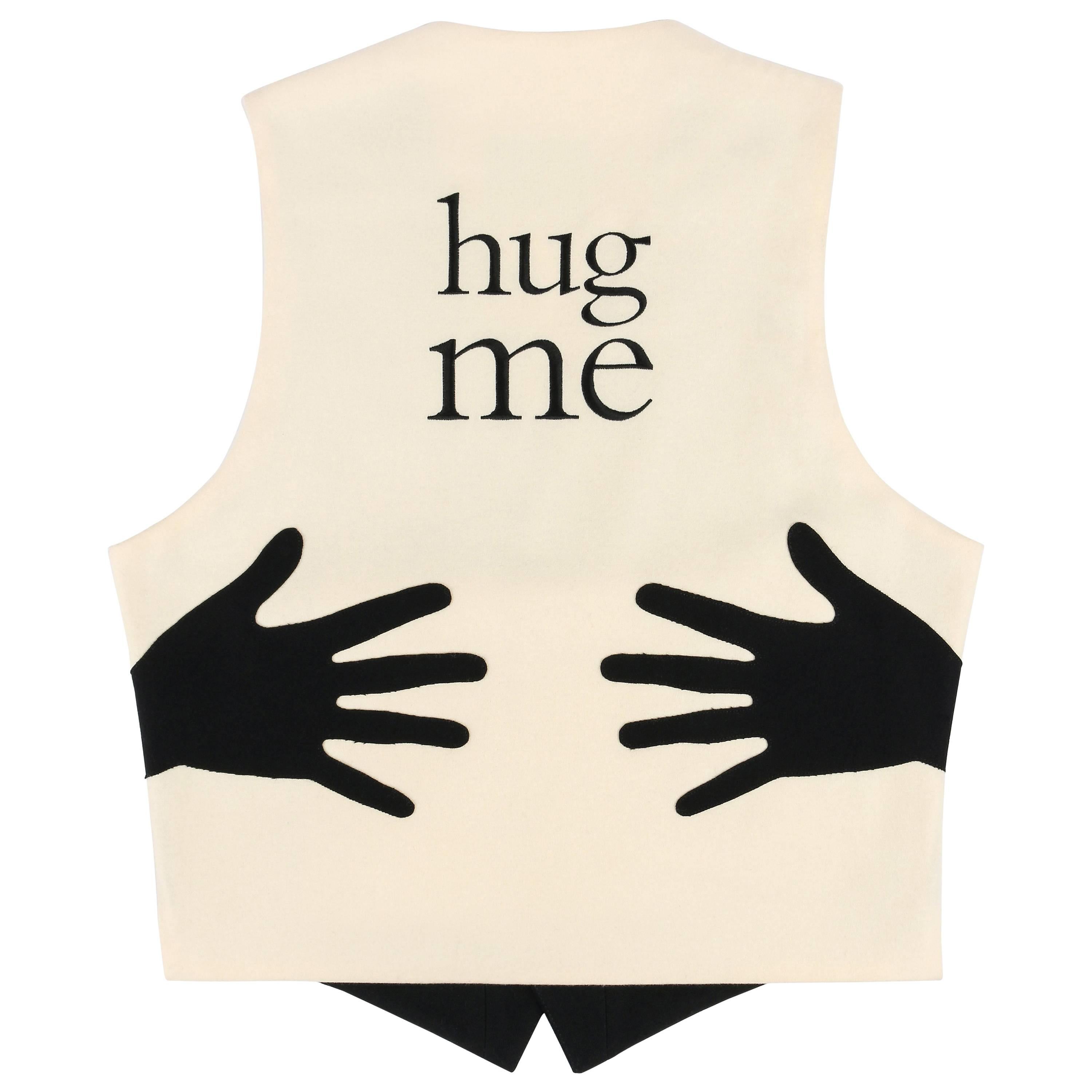 MOSCHINO Cheap And Chic c.1990's Black Ivory "Hug Me" Hands Vest Waistcoat