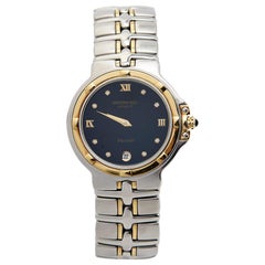 Vintage Raymond Weil Black Gold Plated Stainless Steel Parsifal 9190 Women Watch 35 mm