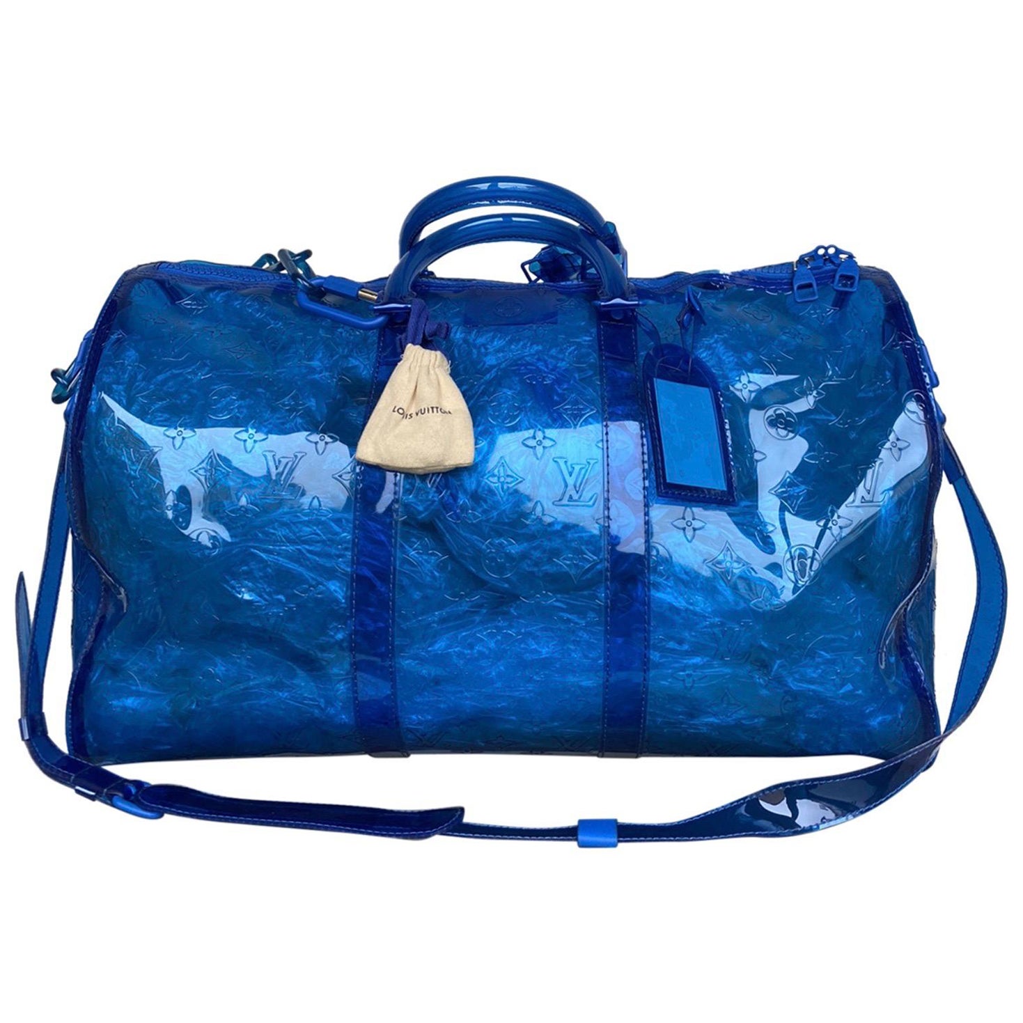 Louis Vuitton Keepall Bandouliere Monogram 50  Blue pvc Shoulder strap Bag For Sale