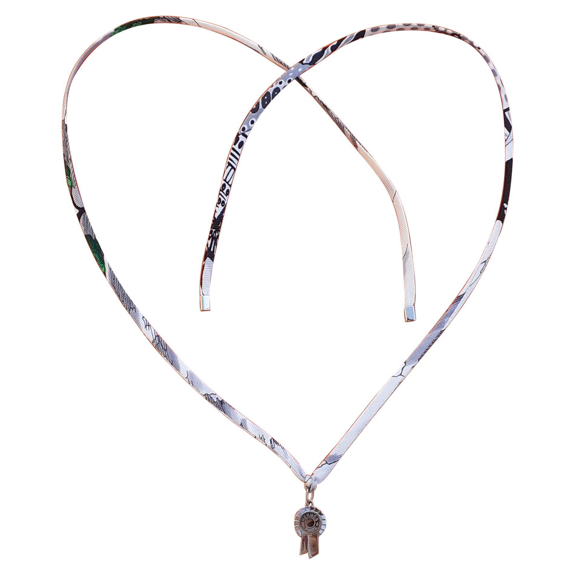 Hermès Horse Show Ribbon Pendant Necklace Equesrian Rosette Charm For Sale