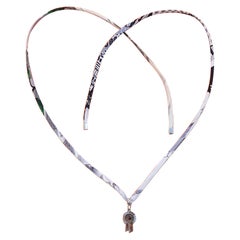 Used Hermès Horse Show Ribbon Pendant Necklace Equesrian Rosette Charm