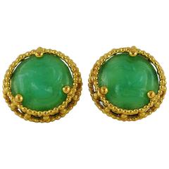 Yves Saint Laurent YSL Vintage Faux Jade Clip-On Earrings