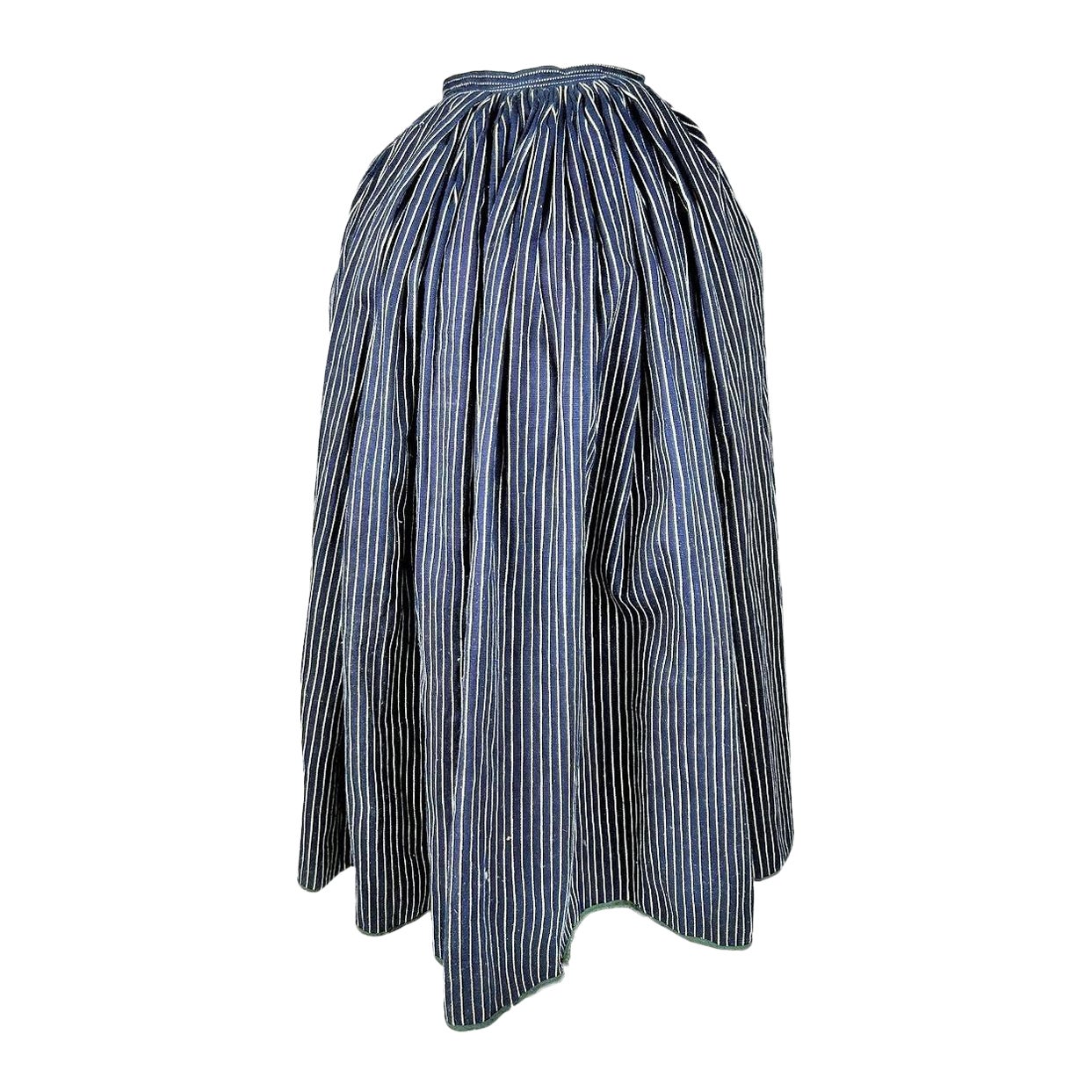A Peasant French Cotton Indigo working skirt - 19th century For Sale