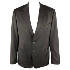 PAUL SMITH Taille 44 Manteau de sport en laine/cachemire noir à revers échancré Stitch by Stitch