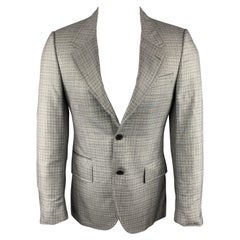 PRADA Size 38 Regular Plaid Grey Wool / Silk Notch Lapel Sport Coat