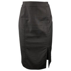 Vintage CHRISTIAN DIOR BOUTIQUE Size 6 Black Viscose Blend Pencil Skirt