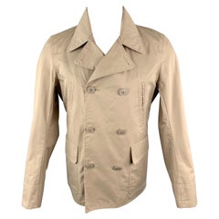 WOOLRICH Size S Tan Cotton Blend Pointed Collar Double Breasted Jacket