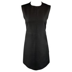 CELINE Size 2 Black Structured Sleeveless A Line Shift Dress