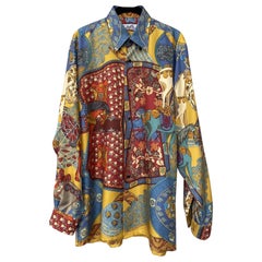 Hermes men horses pattern Silk Shirt