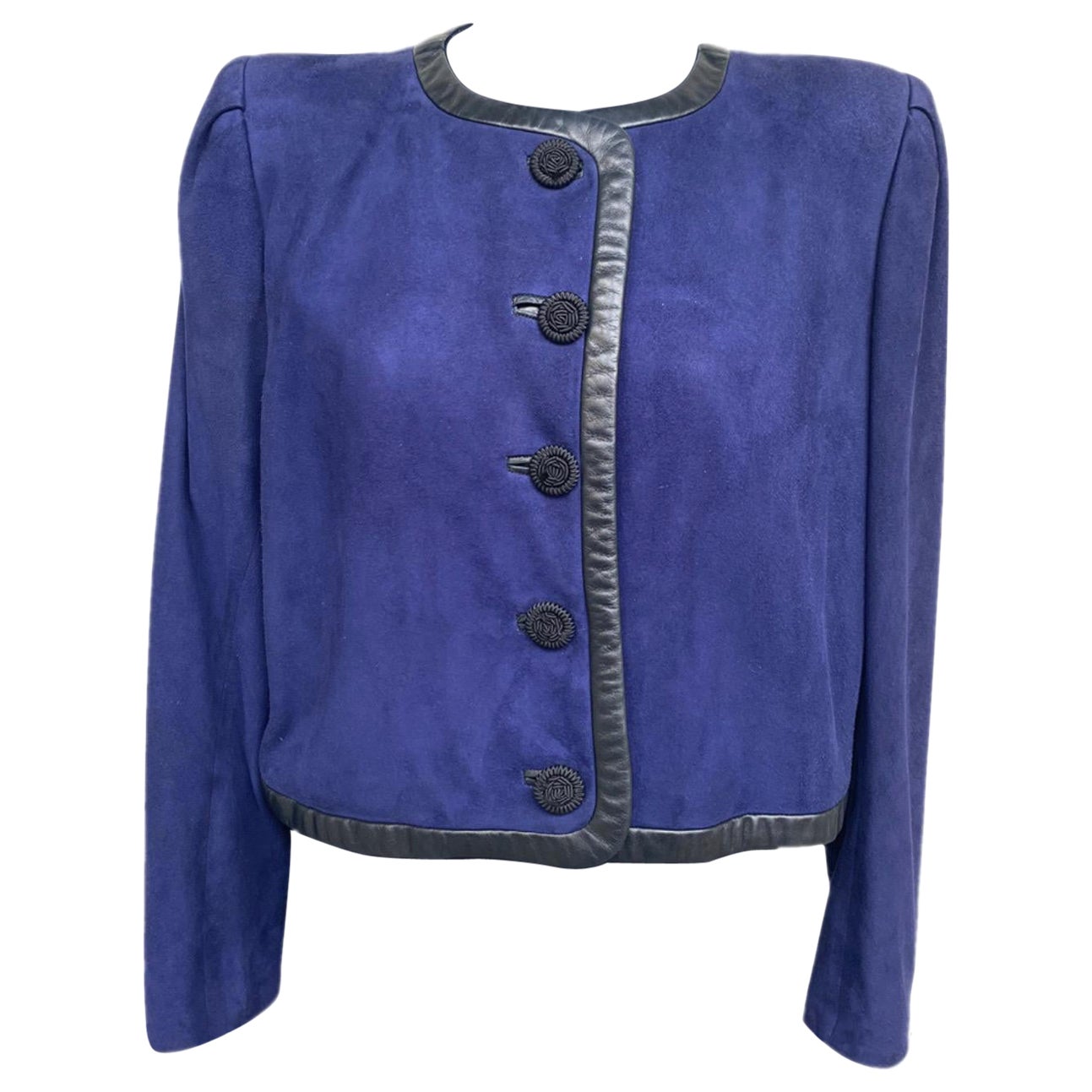 Yves Saint Laurent vintage blue suede Jacket For Sale