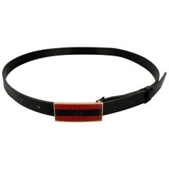 Used GUCCI Size 40 Black Leather Belt