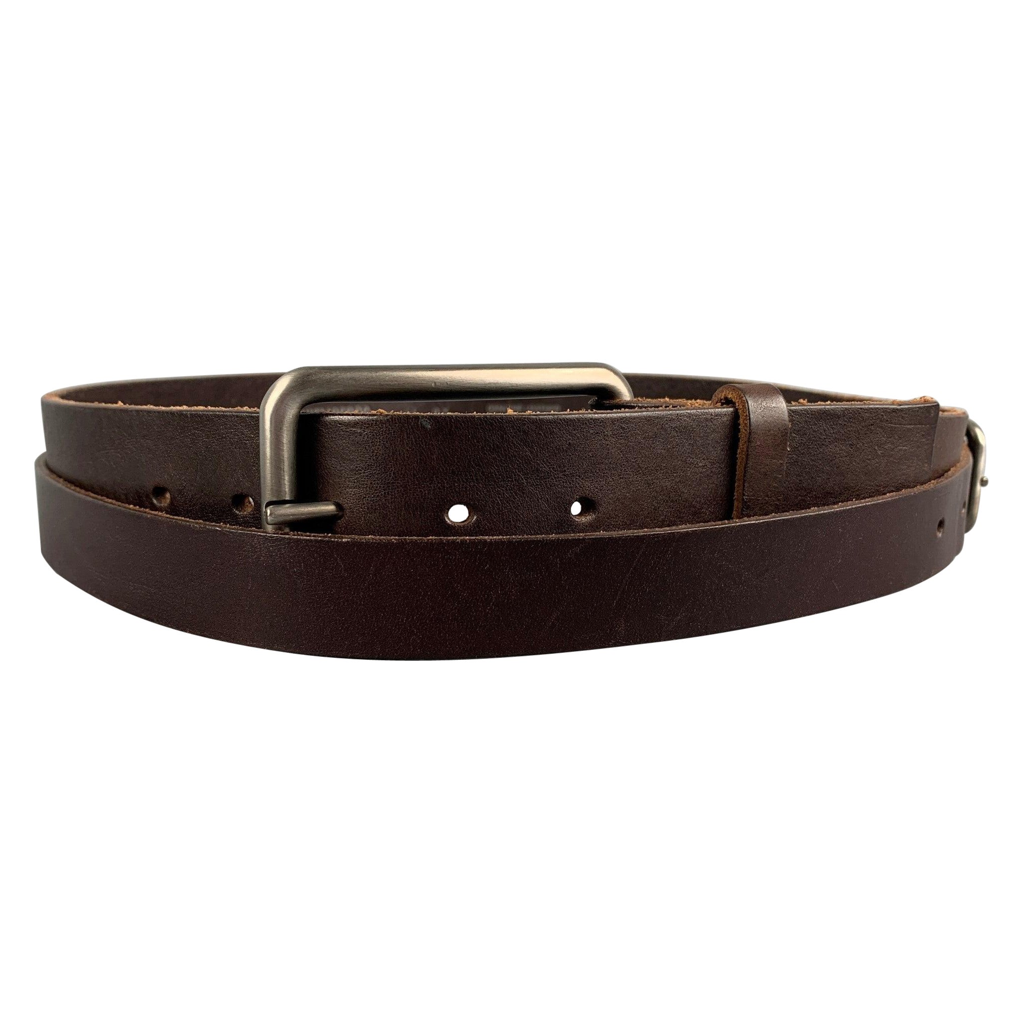 DIRK BIKKEMBERGS Size 30 Brown Leather Double Buckle Belt For Sale