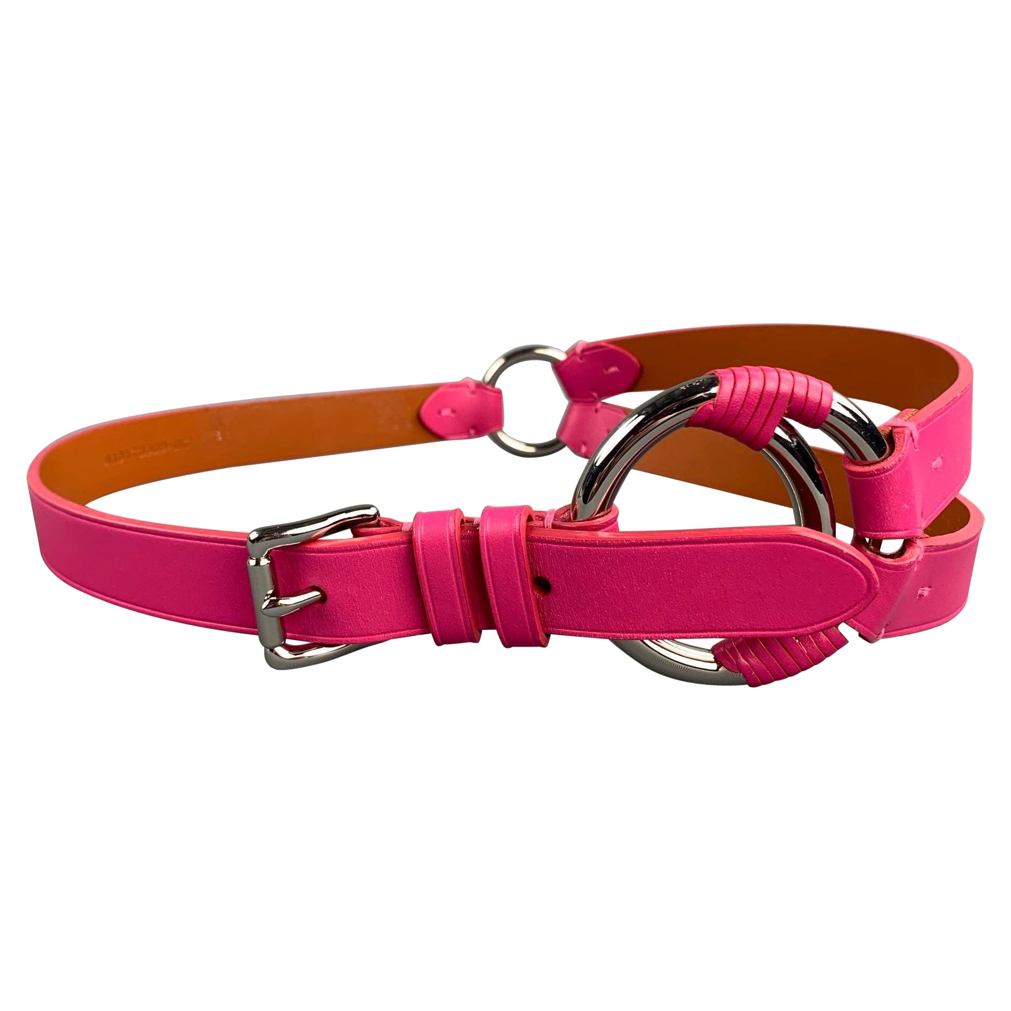 RALPH LAUREN Waist Size M Pink Leather Belt For Sale