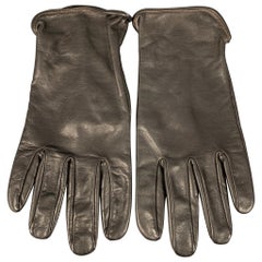 JIL SANDER Handschuhe aus massivem braunem Leder, Größe L