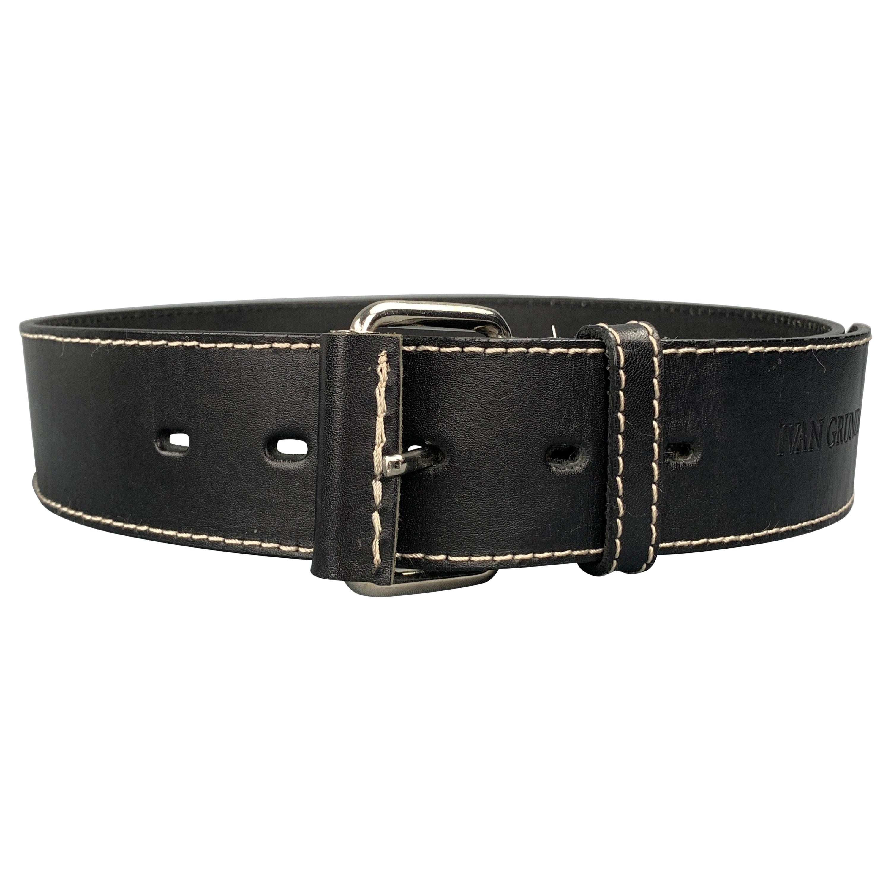 IVAN GRUNDAHL Waist Size 31 Black Leather Belt For Sale