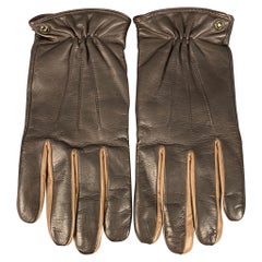 EMPORIO ARMANI Size L Brown Two Tone Leather Gloves