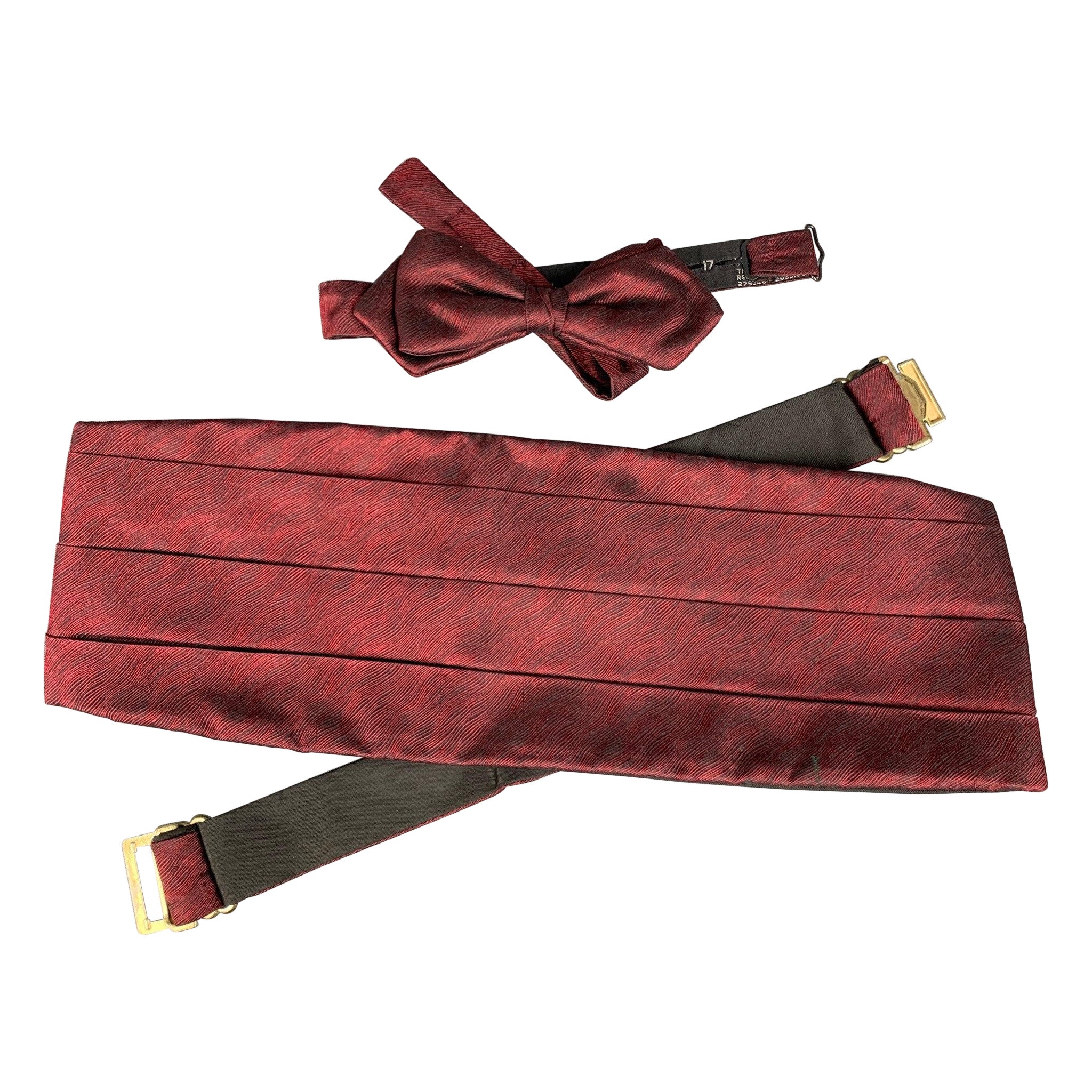 Ensemble de nœuds papillon en soie texturée bourgogne VALENTINO