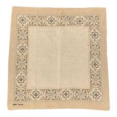 RALPH LAUREN Khaki White Print Pocket Square