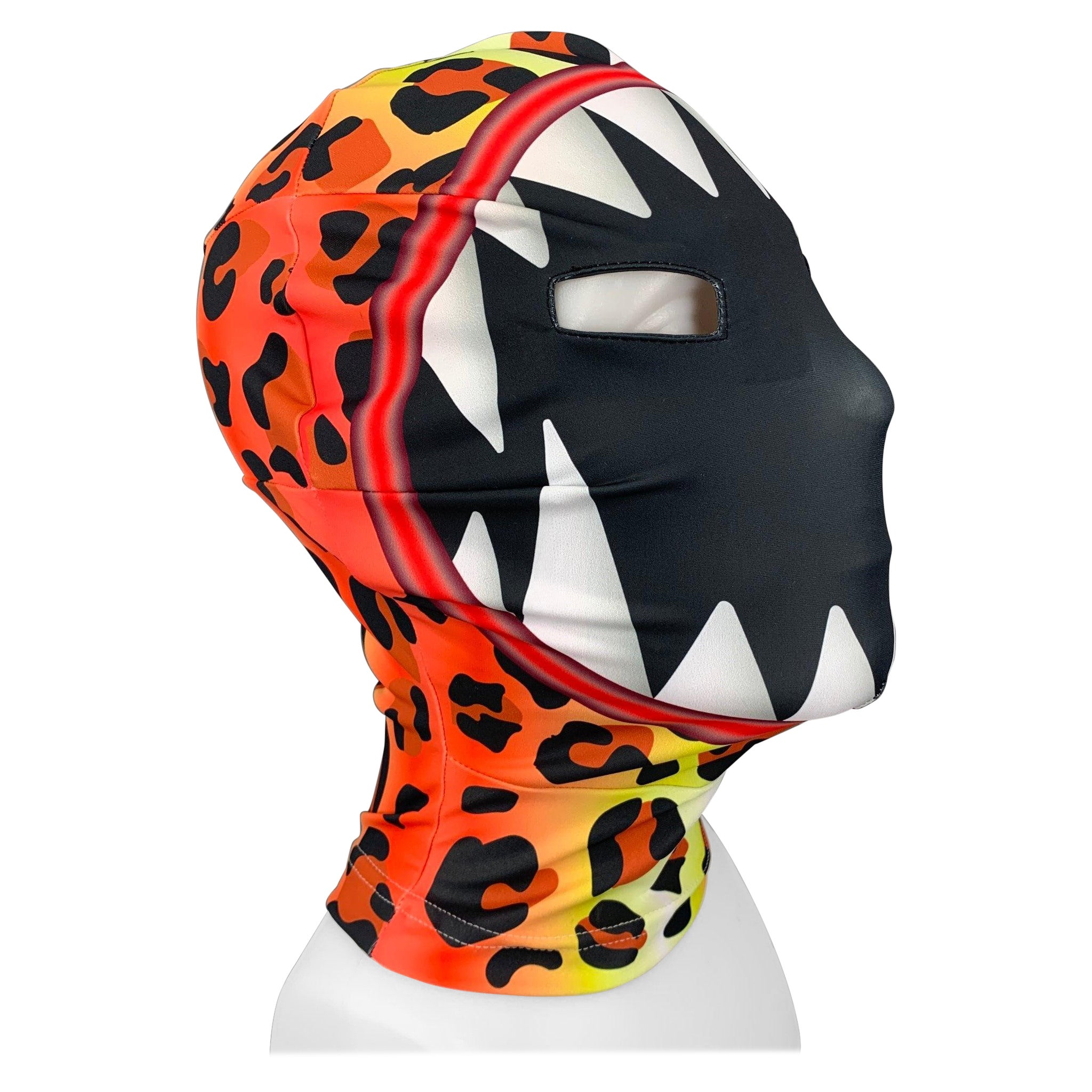 WALTER VAN BEIRENDONCK SS21 Size One Size Multi-Color Orange Leopard Morph Mask For Sale