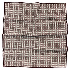 BRUNELLO CUCINELLI Burgundy White Circles Cotton Pocket Square