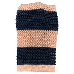 PAUL SMITH Navy Pink Knitted Silk Tie