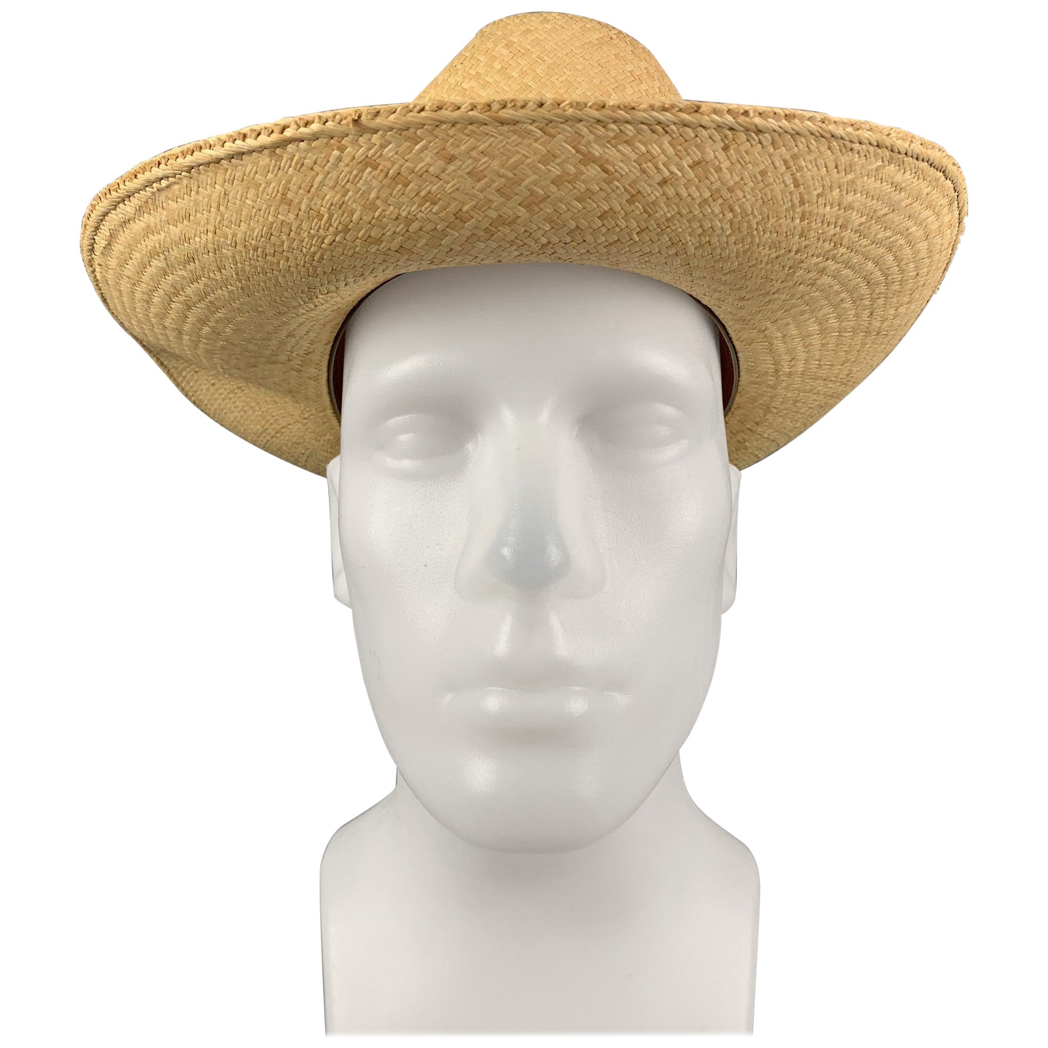 Vintage LOCK & CO HATTERS Size M Beige Straw Hats For Sale