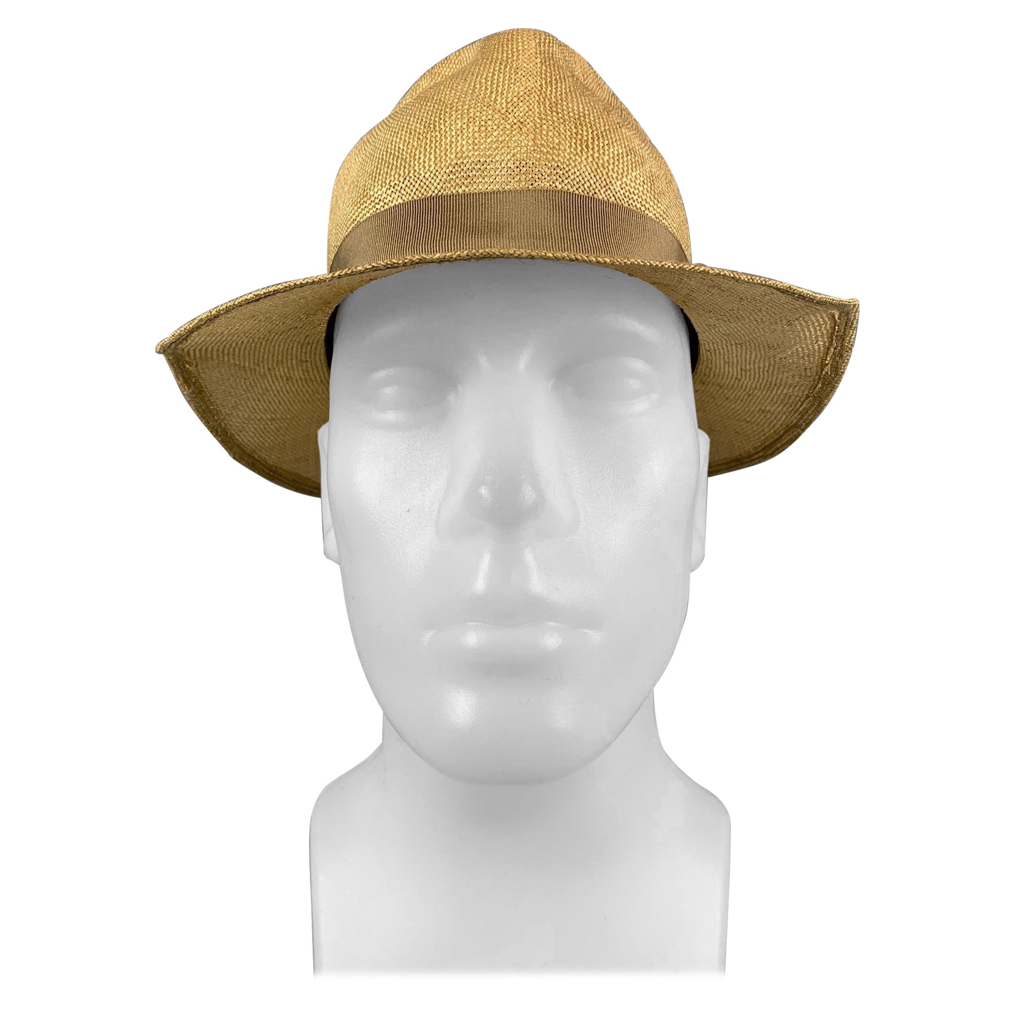 Vintage PAUL STUART Beige Tan Straw Hats For Sale