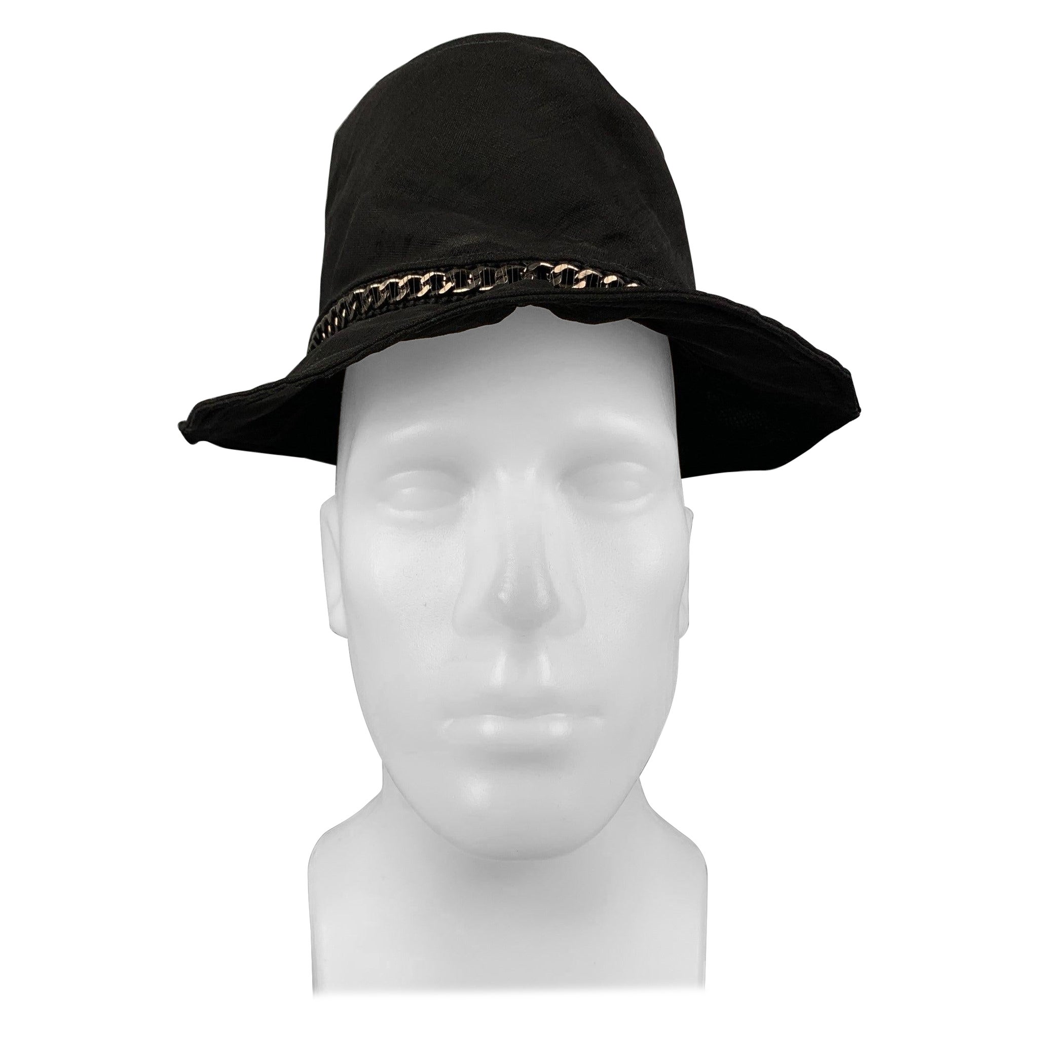 EMPORIO ARMANI Black See-Through Silk Bucket Hat For Sale