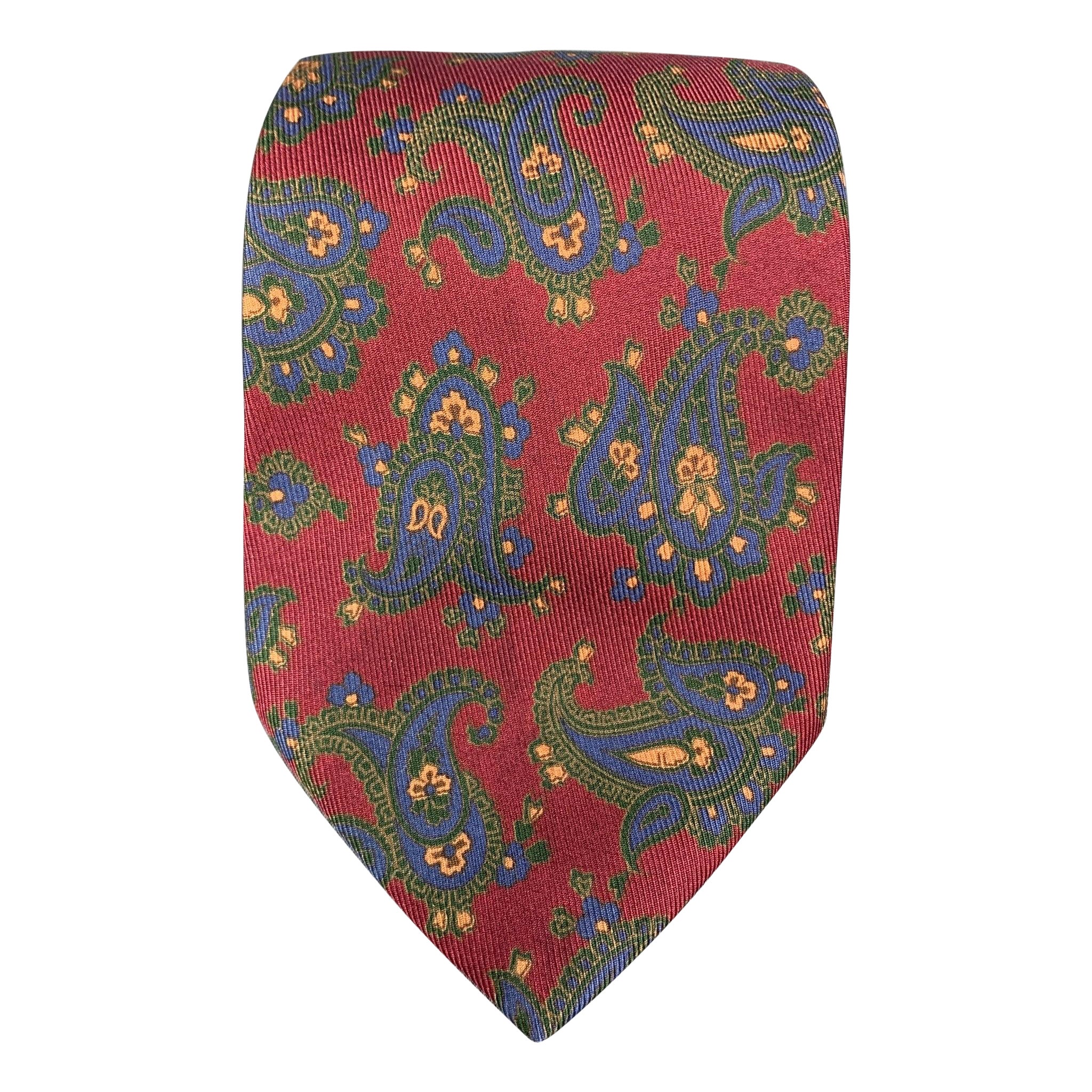 ETRO Burgundy Paisley Silk Tie For Sale