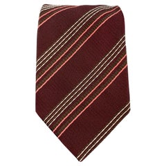 Used GIORGIO ARMANI Burgundy Striped Textured Silk Tie