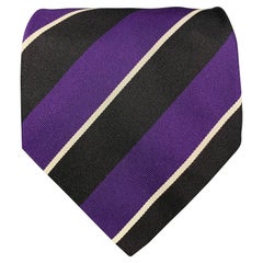 RALPH LAUREN Cravate en soie à rayures violettes