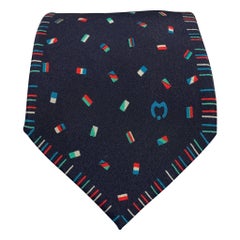 MILA SCHON Black Multi-Color Flags Silk Tie