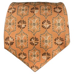 Used ERMENEGILDO ZEGNA Orange Beige Abstract Silk Tie