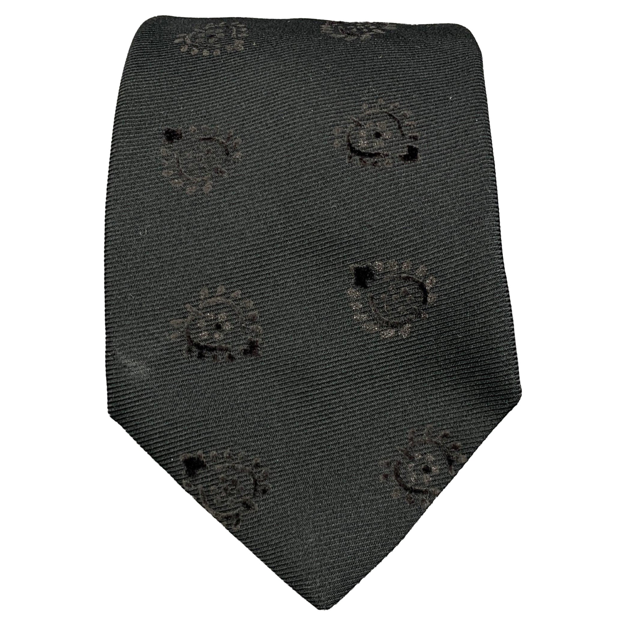 ETRO Black Jacquard Silk Blend Tie For Sale